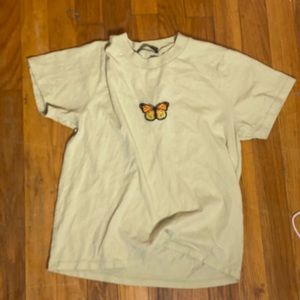 Brandy melive small green butterfly crop top